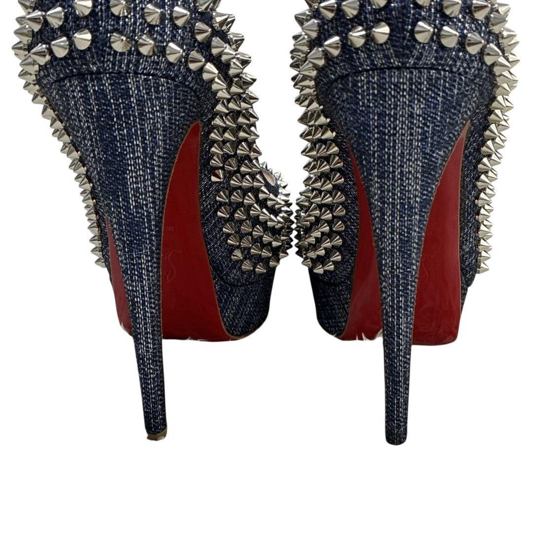 極美品★クリスチャンルブタン パンプス ハイヒール スタッズ オープントゥ 37