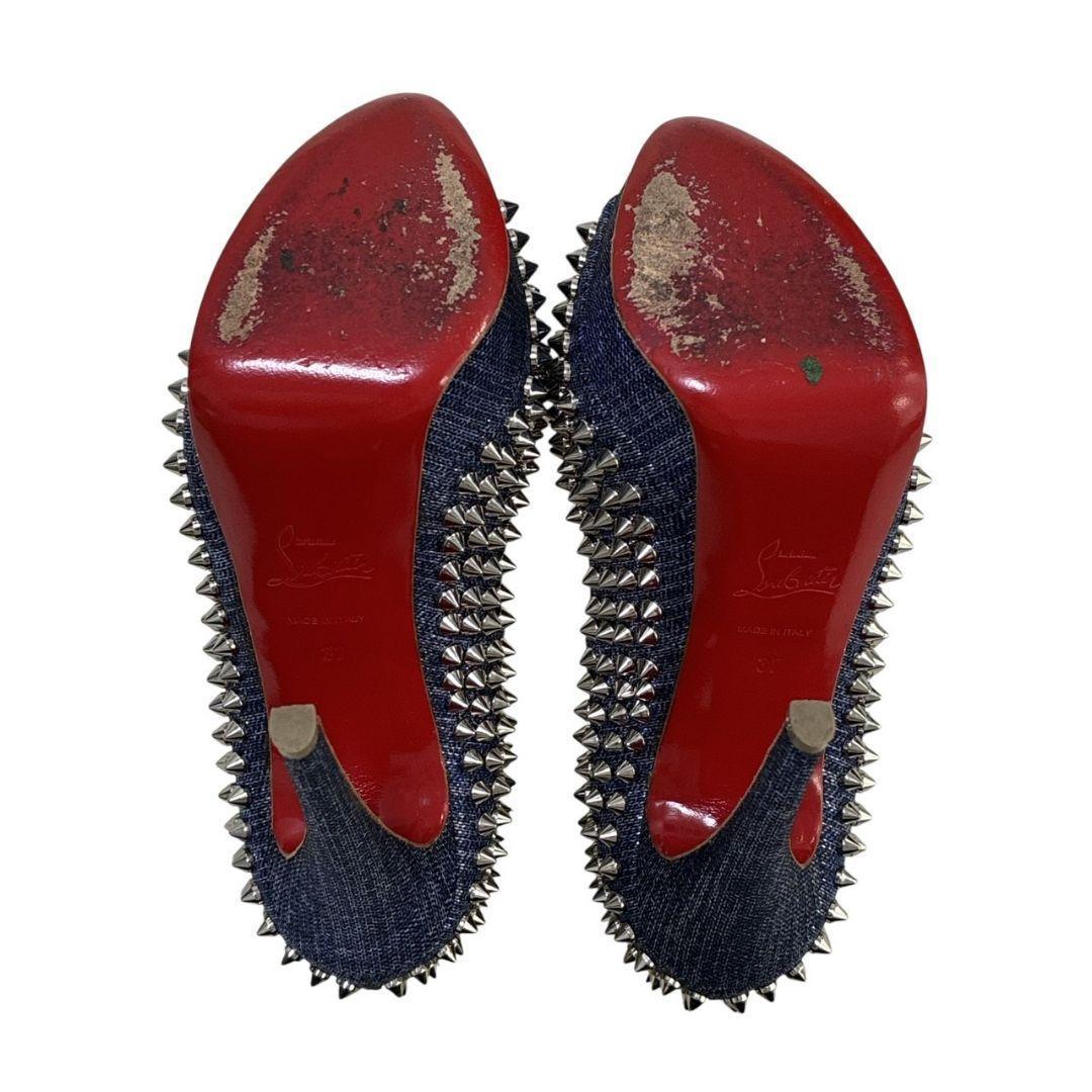 極美品★クリスチャンルブタン パンプス ハイヒール スタッズ オープントゥ 37