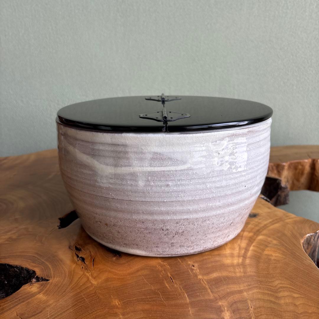 粉引手平水指 木村盛和作 直径23cm茶道具 共箱