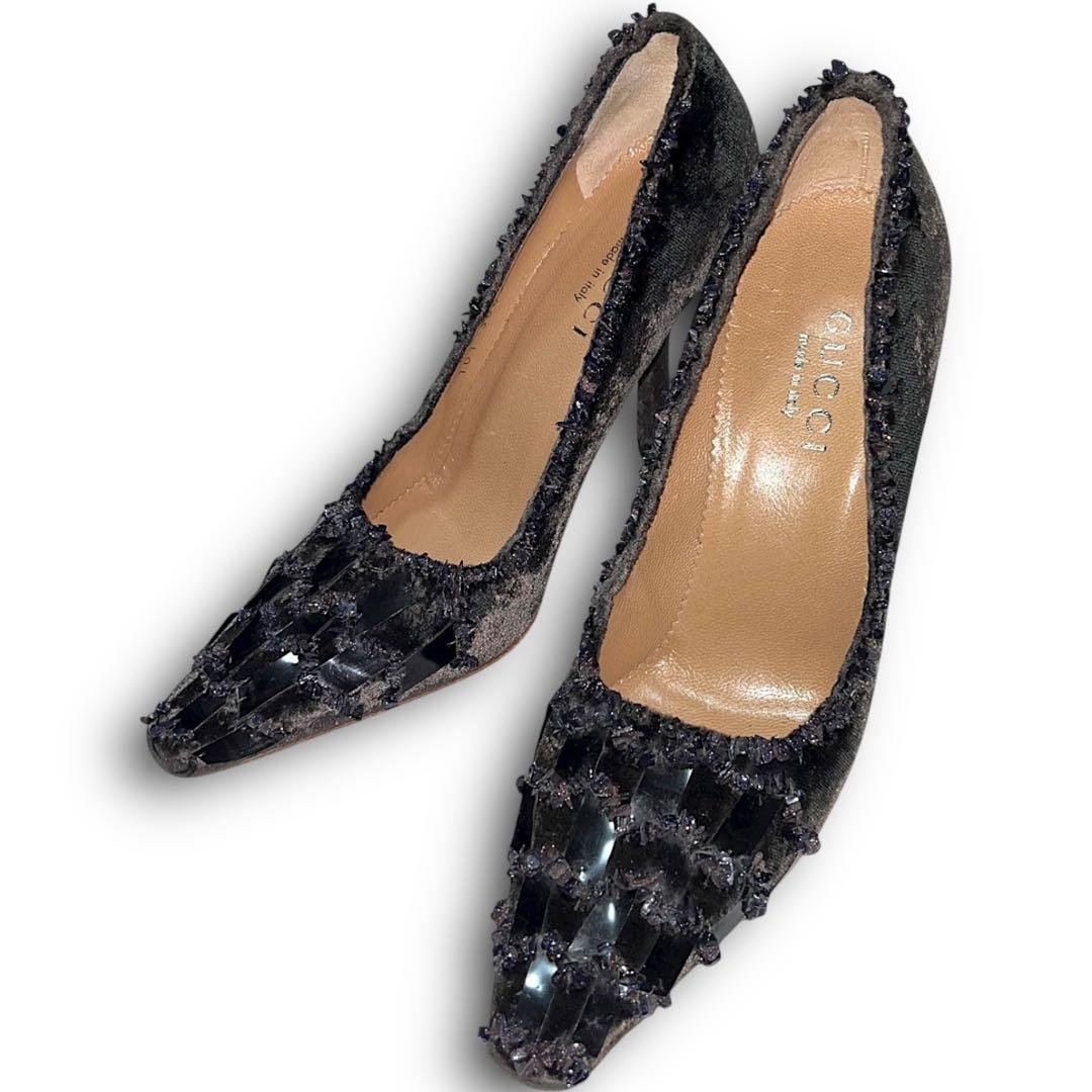 靴 GUCCI by Tom Ford amethyst bijou pumps