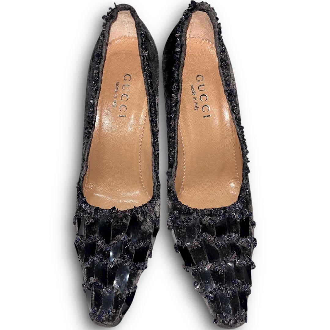 靴 GUCCI by Tom Ford amethyst bijou pumps