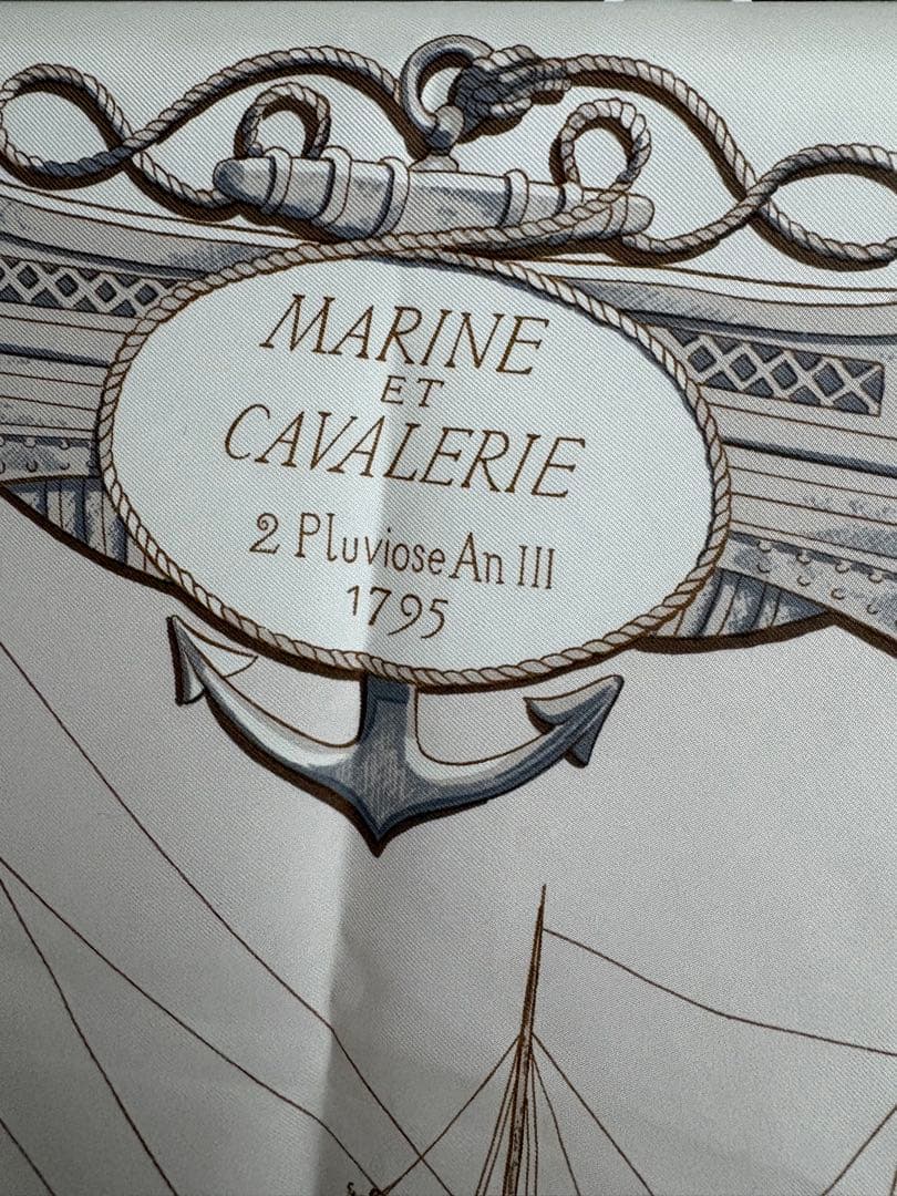 美品 エルメス カレ90 MARINE ET CAVALERIE 海と騎兵隊