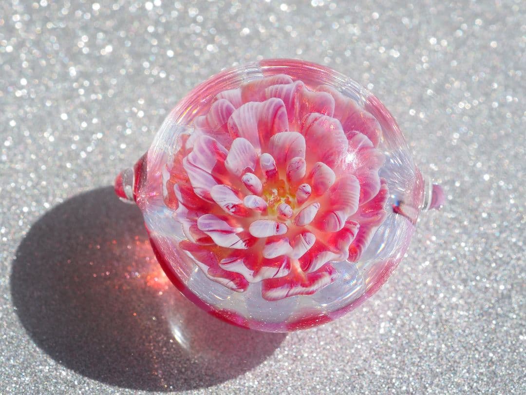 ꫛꫀꪝ硝子の髪飾り★ポンポネグラス★ヘアゴム 「想像の花」pink