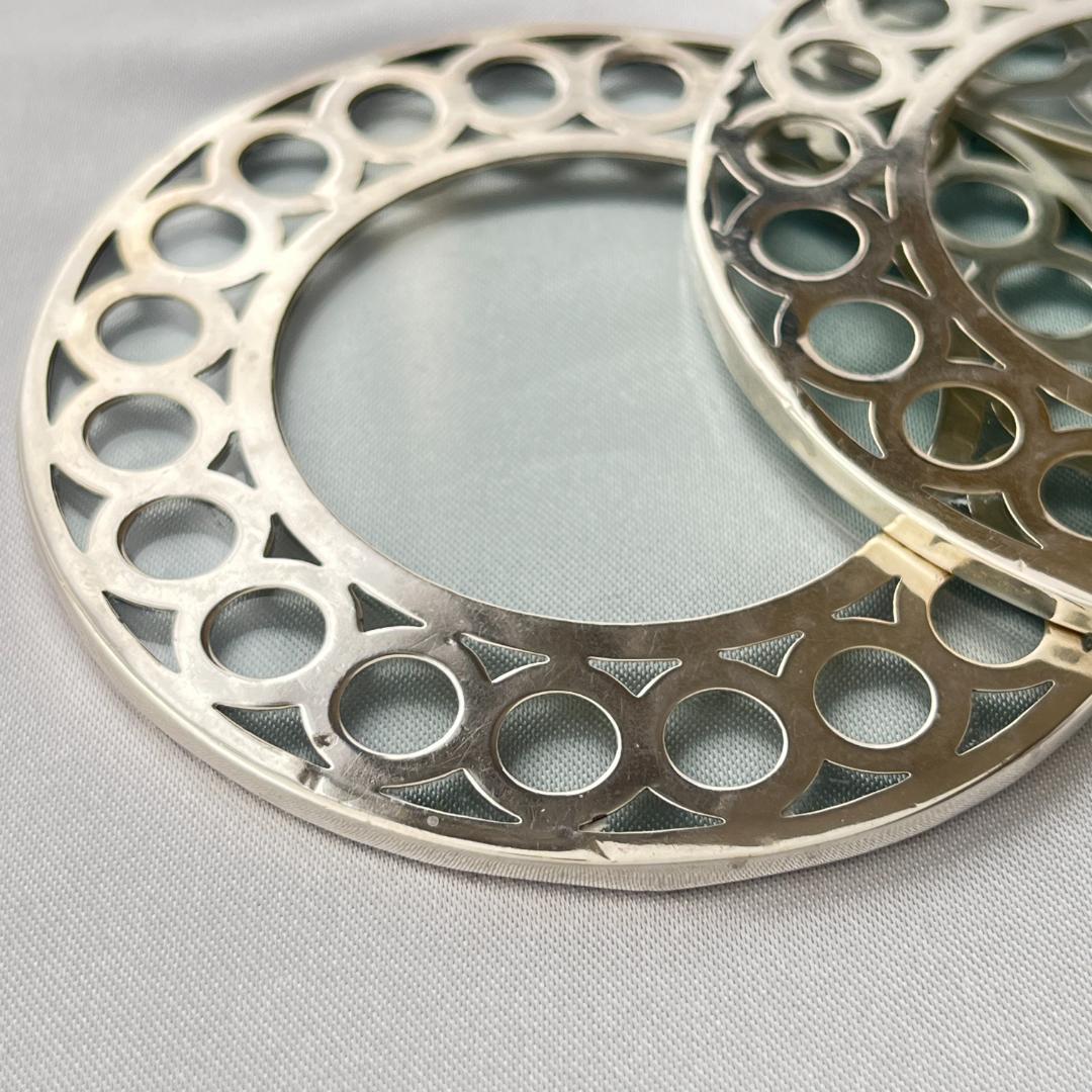 【WEBSTER】 【純銀 / ガラス】コースター 4枚 スターリングシルバー