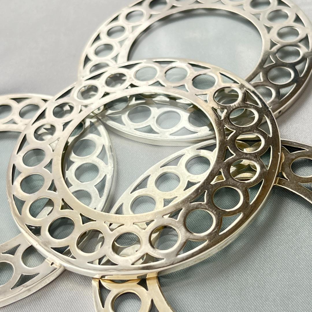 【WEBSTER】 【純銀 / ガラス】コースター 4枚 スターリングシルバー