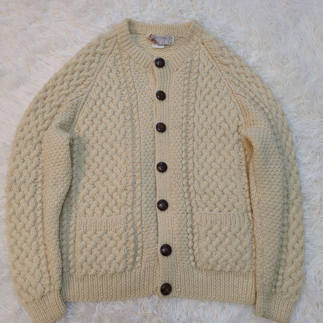 【希少茶タグ】インバーアラン カーディガン くるみボタン アイボリー ベージュ