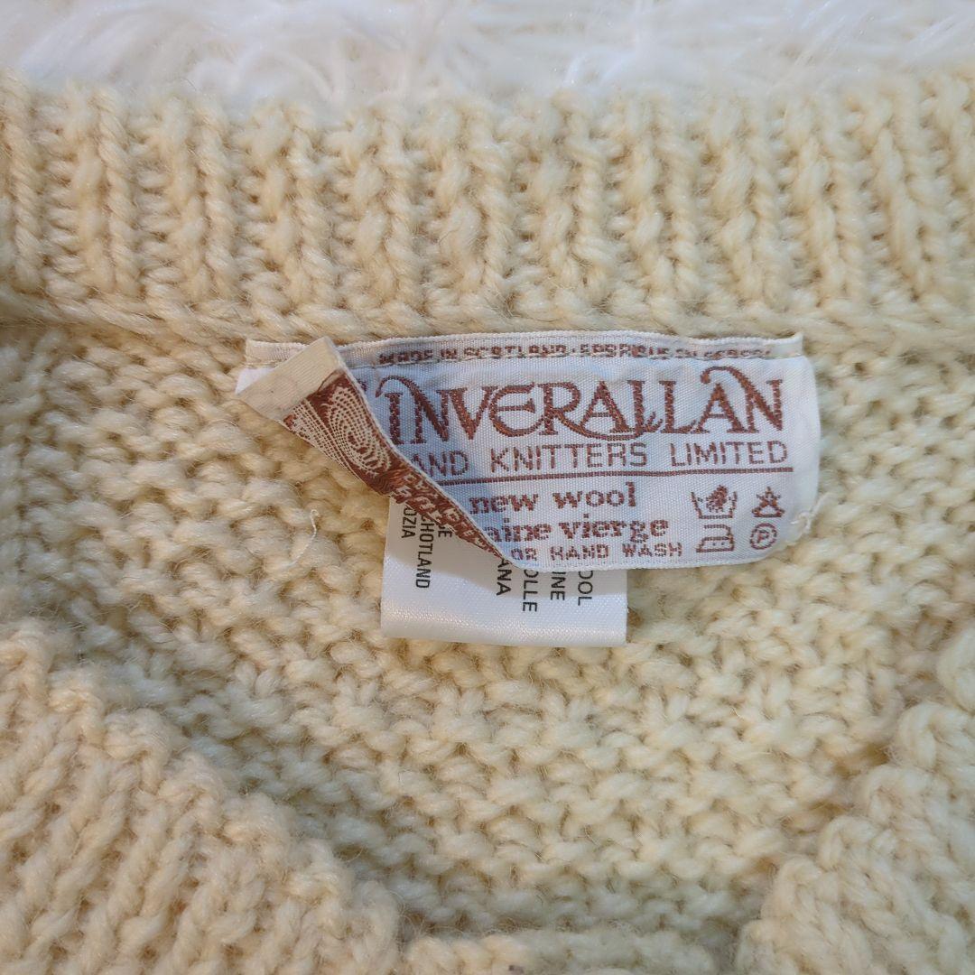 【希少茶タグ】インバーアラン カーディガン くるみボタン アイボリー ベージュ