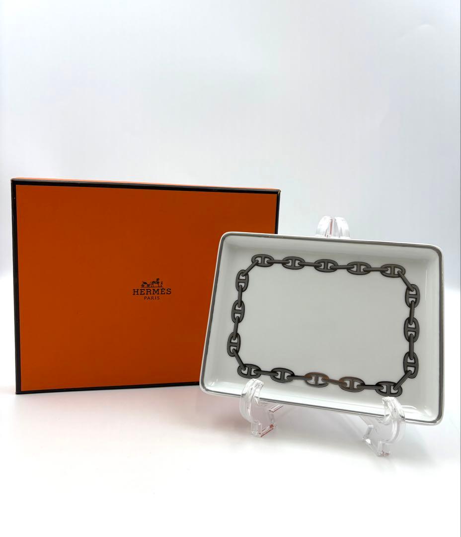 未使用保管品　HERMES エルメス　シェーヌダンクル　スクエアプレート　箱付