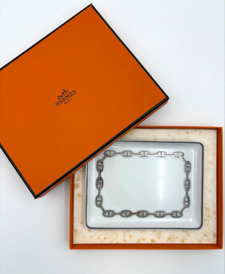 未使用保管品　HERMES エルメス　シェーヌダンクル　スクエアプレート　箱付