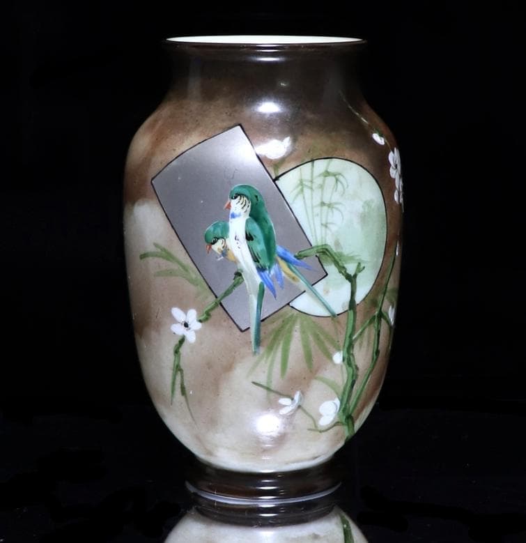 オールド・バカラ レアカラー ジャポニスム花瓶 オパーリンクリスタル製花鳥図飾壷