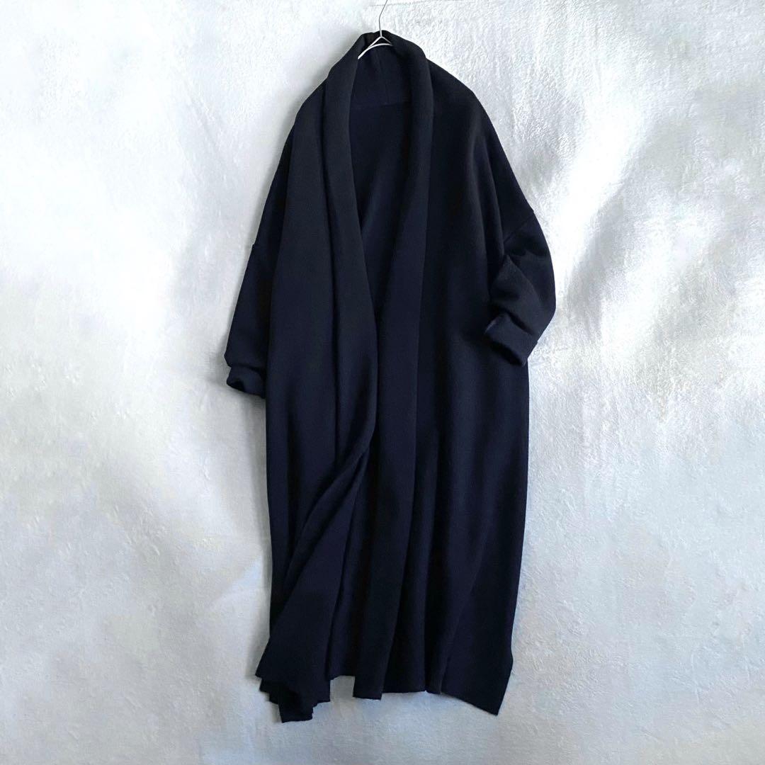 【美品✨】Deuxieme Classe スムースニットガウンコート　ネイビー