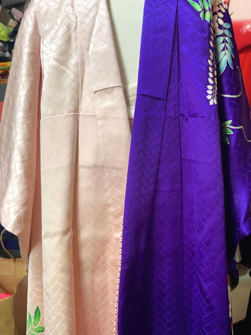 七五三7歳様フルセット紫とピンクの藤柄着物