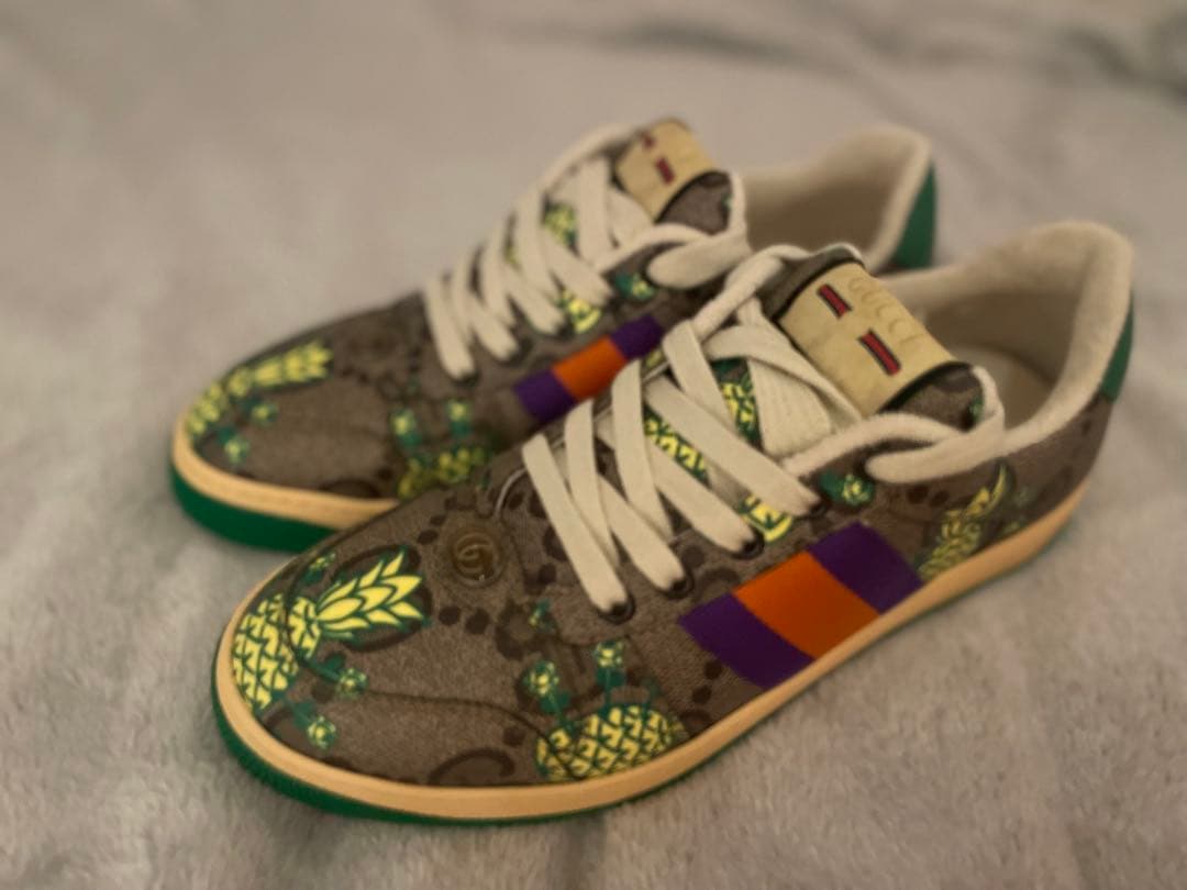 チ*ン様 【未使用に近い】Gucci パイナップル柄 スニーカー サイズ9