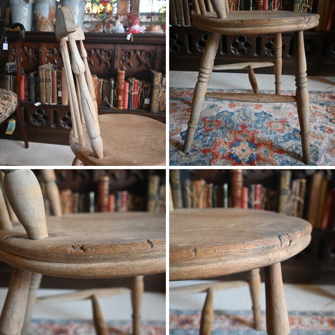 L3705-1-2 英国アンティーク アイベックスチェア キッチンチェア 剝離