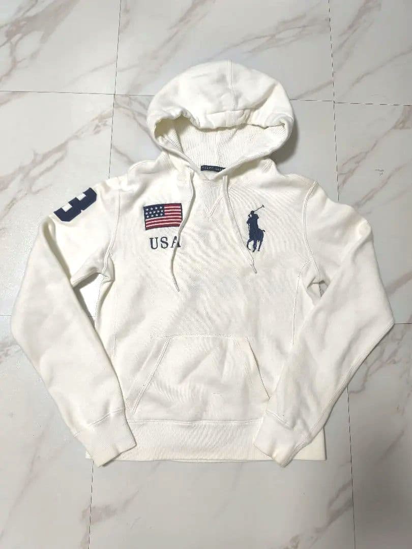 ポロラルフローレン ビックポニー 白 国旗 パーカー y2k drip M