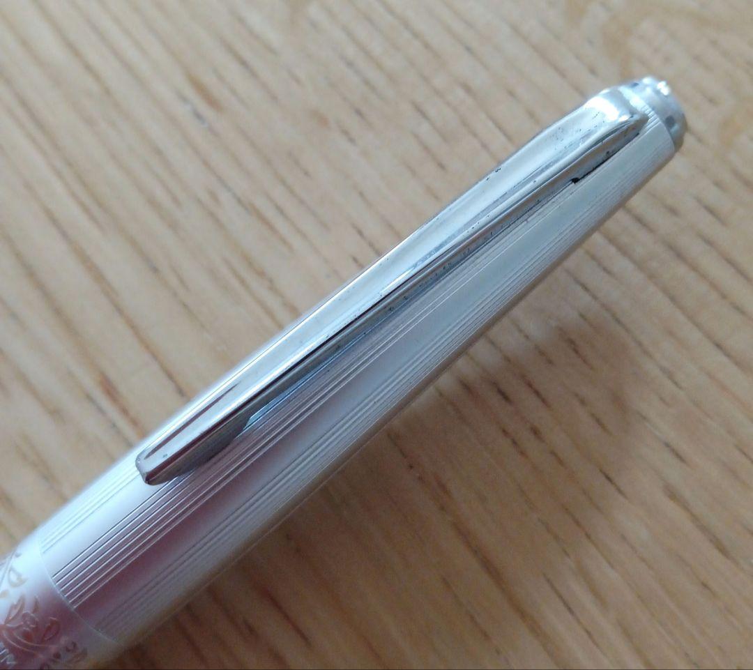 プラチナ万年筆　18K W.G　万年筆　細字　シルバー✕グリーン軸　廃盤　レトロ