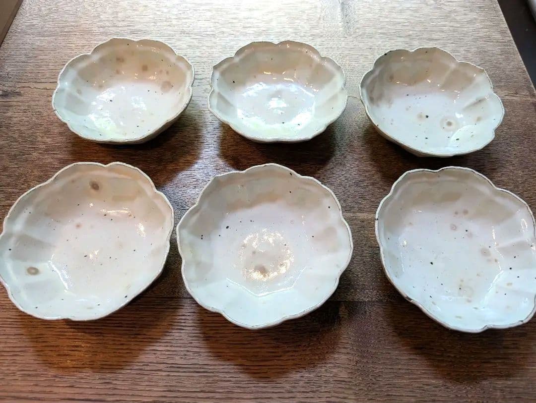 村田森作 粉引輪花鉢 6個セット