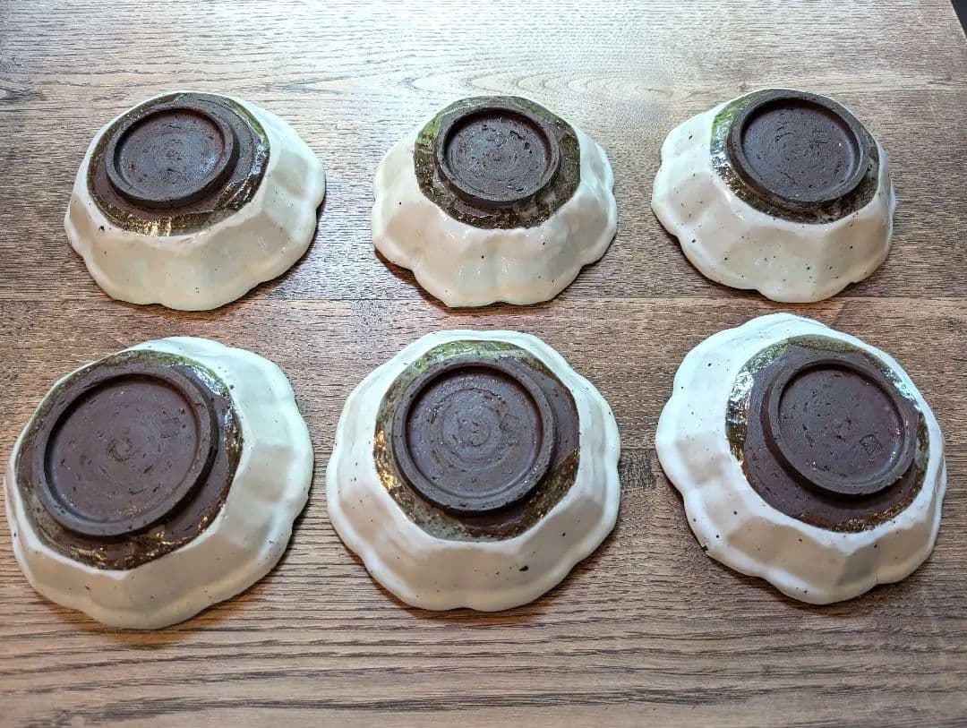 村田森作 粉引輪花鉢 6個セット