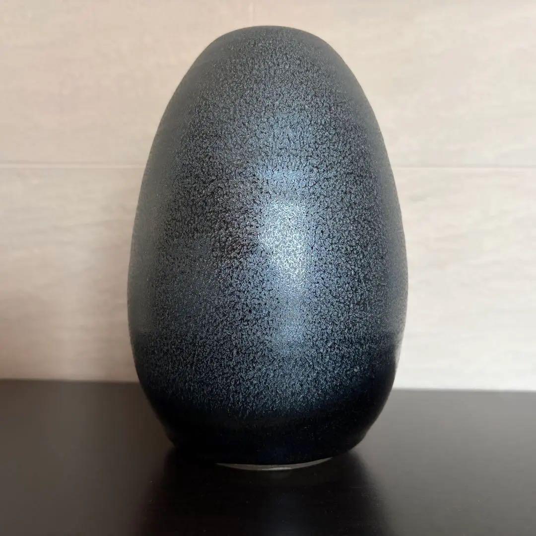 希少【一醒窯 安房幸男】油滴天目 花瓶 共箱付 京焼 清水焼 美品 花器