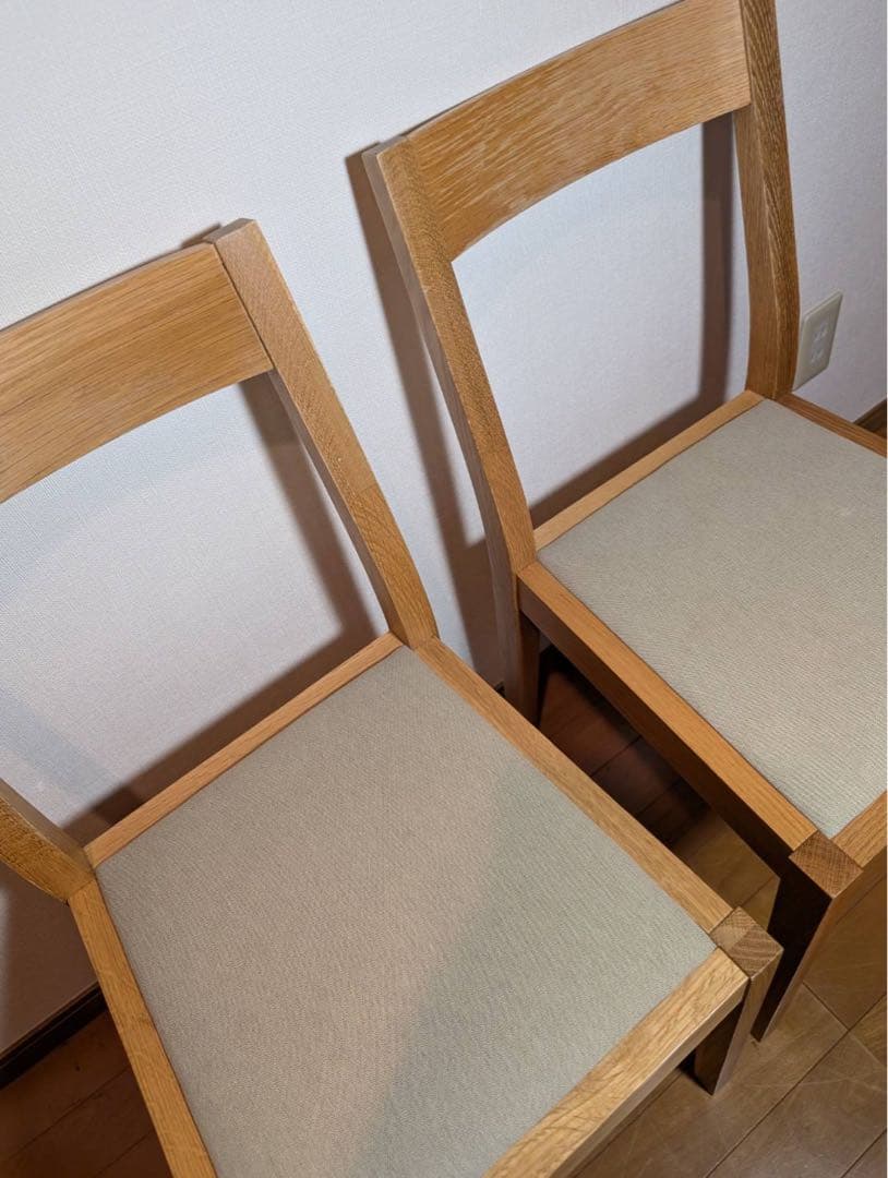 ■送料込■無印良品 オーク材 ダイニングチェア 綿平織 椅子 イス 廃盤品