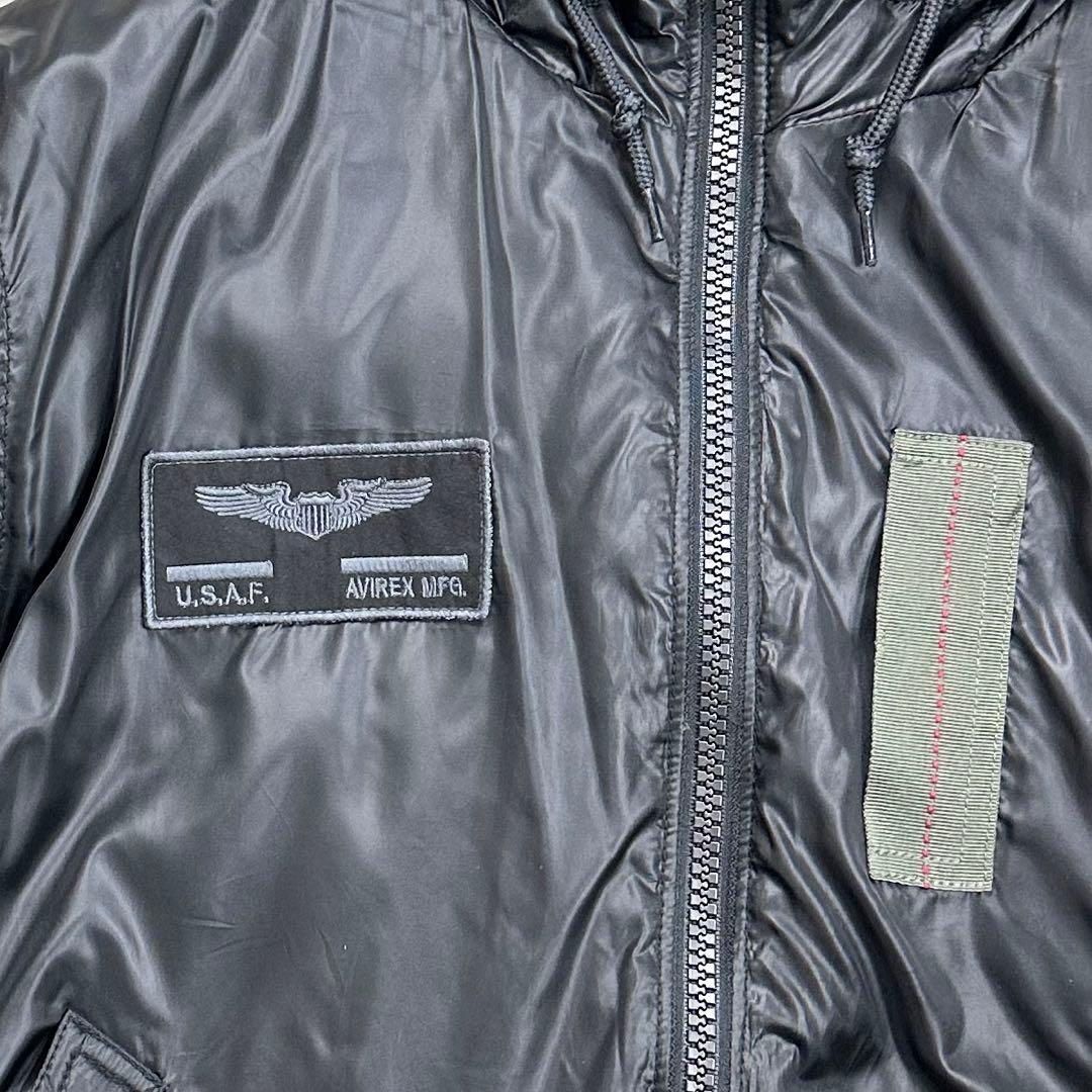 〈美品〉AVIREX アヴィレックス【XL】フード付きビッグロゴ 中綿ジャケット