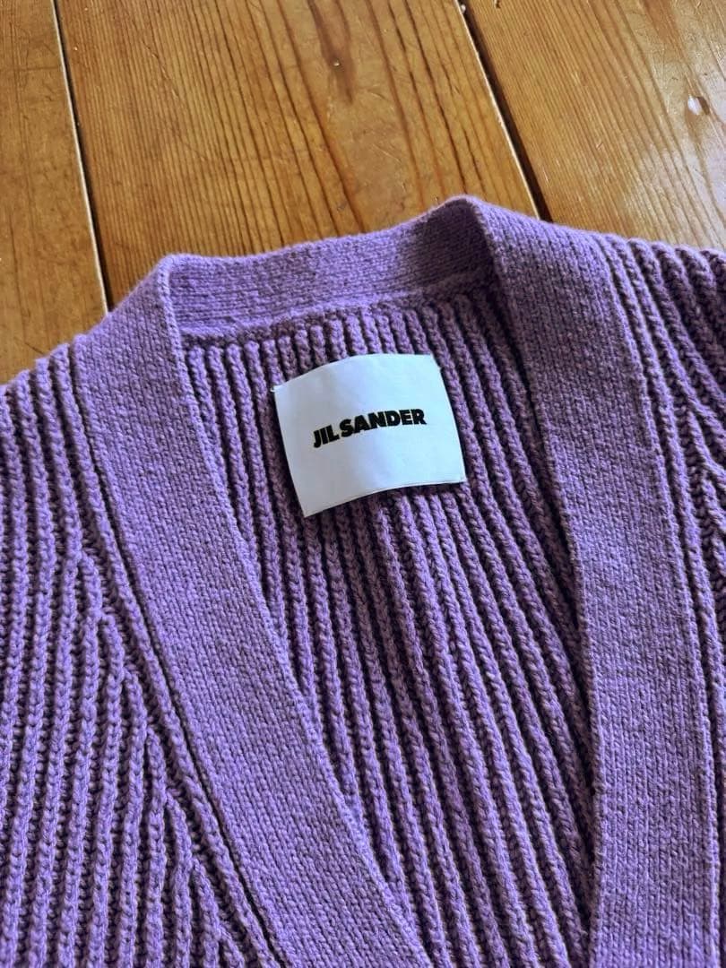 JIL SANDER パープル リブ編み カーディガン