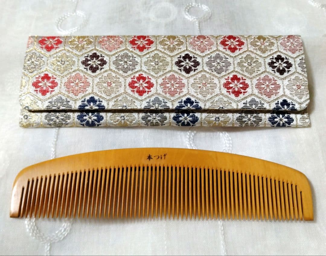 【未使用】本つげ櫛　お六ぐし　16.5cm