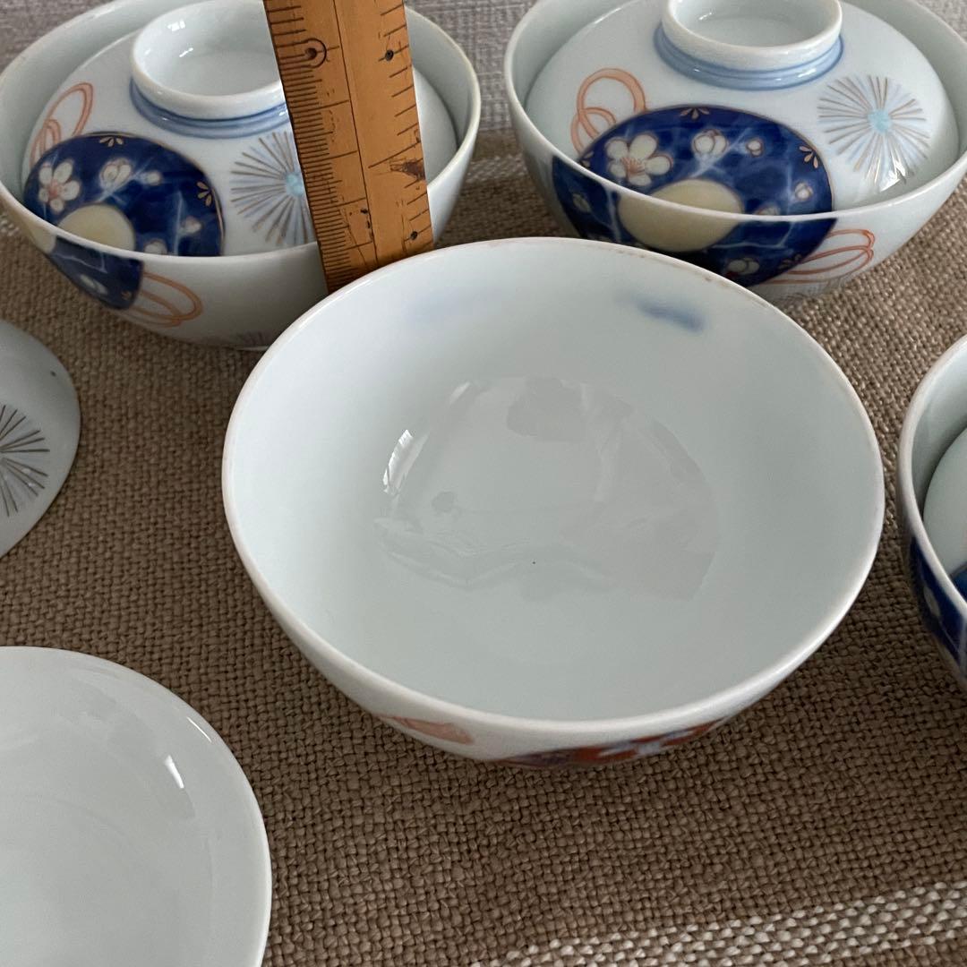 【レア】オールド深川 蓋付　手書き　富士印 松竹梅 払子結び紋 瑠璃 明治大正期