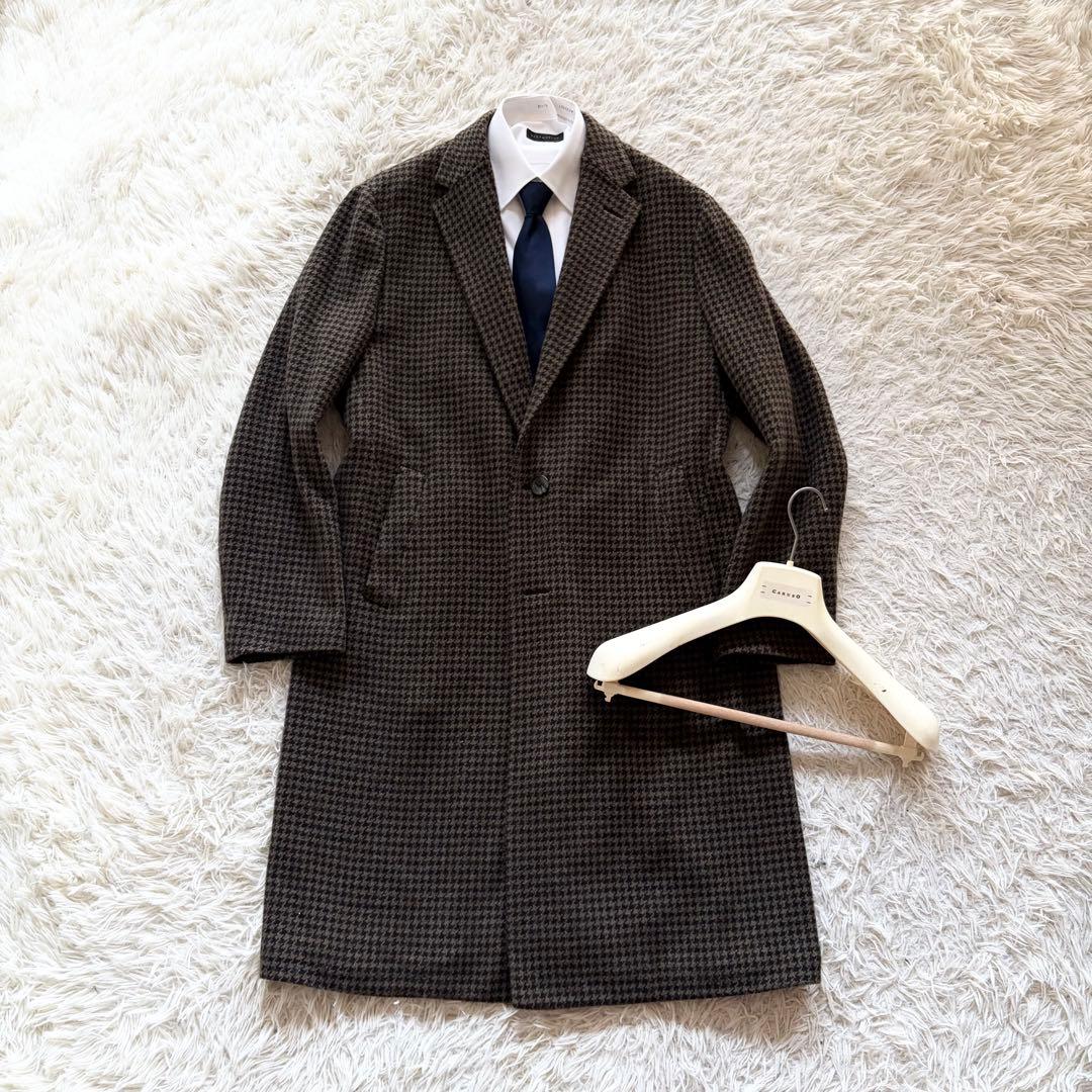 <極美品>CARUSO butterflyブラウン ウール チェスターコート50