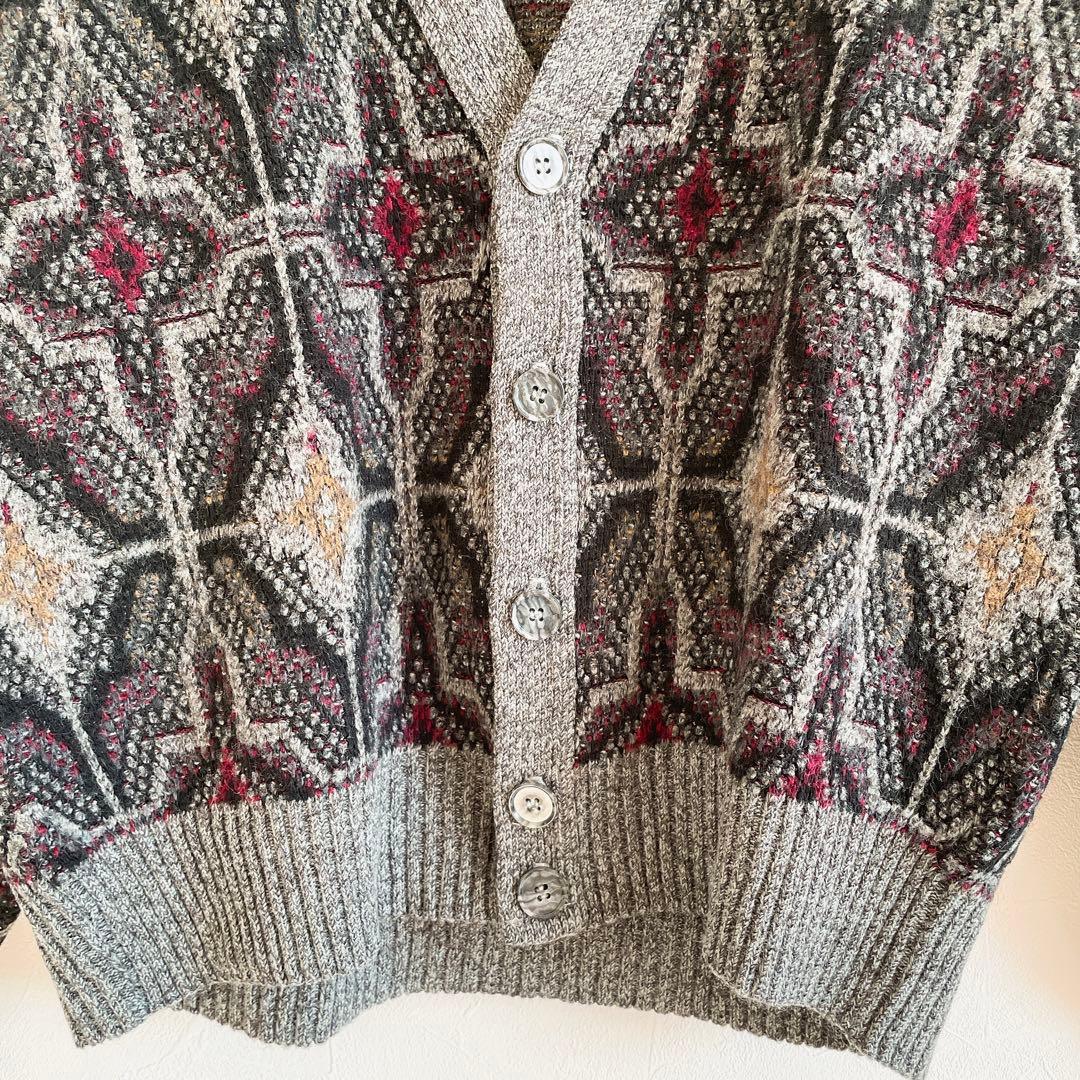 90s jantzen 総柄ニットカーディガン ブラック vintage 古着屋