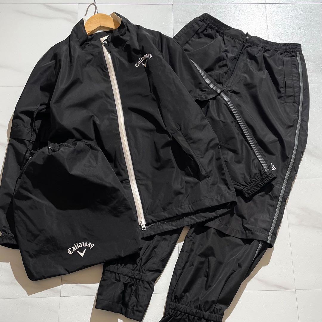 【美品✨】キャロウェイ レインウェア 2WAY ジャケット パンツ 黒 収納袋付