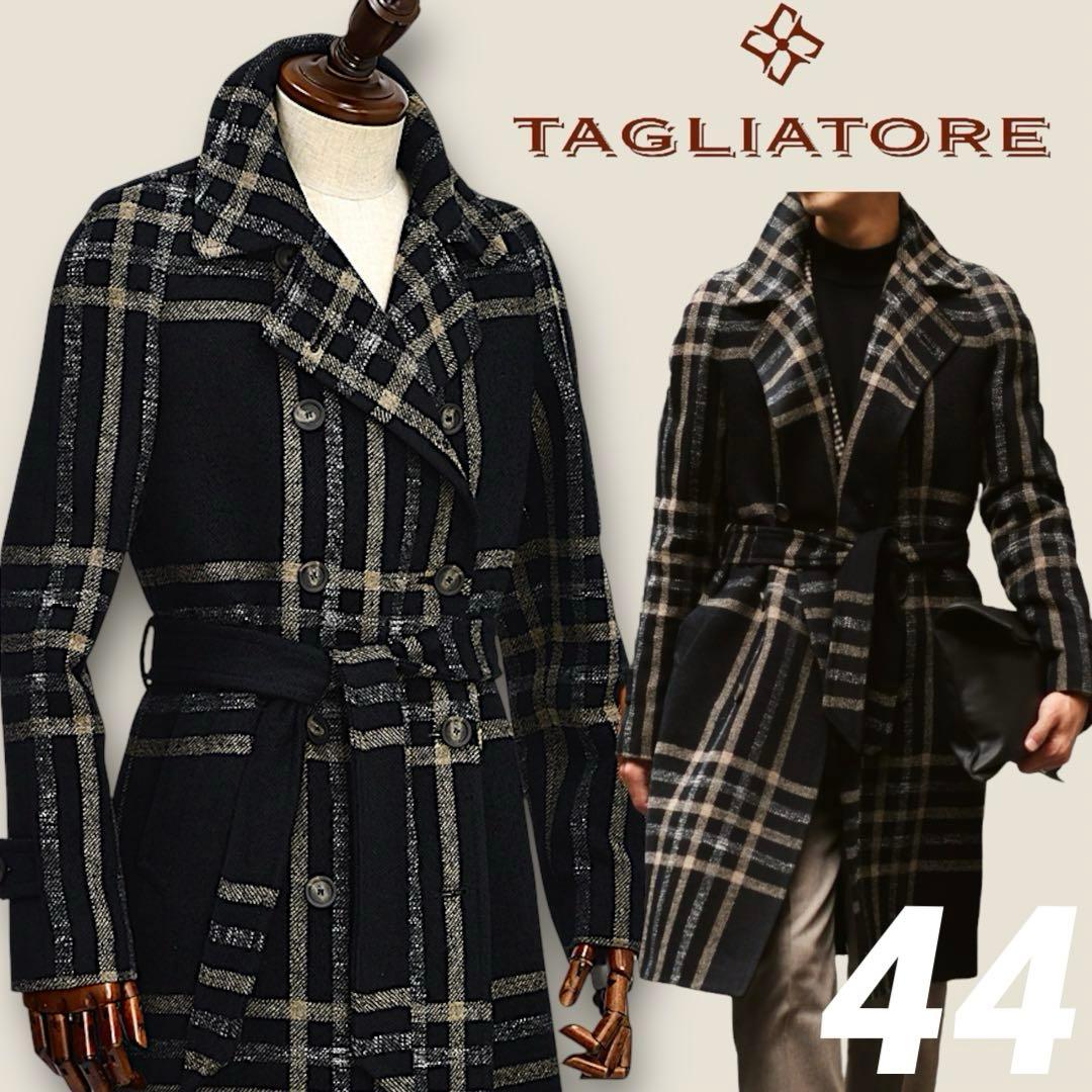 タリアトーレ⭐️ダブルベルデッドコート⭐️44 RIPA新ロゴ ブラック×マスタード
