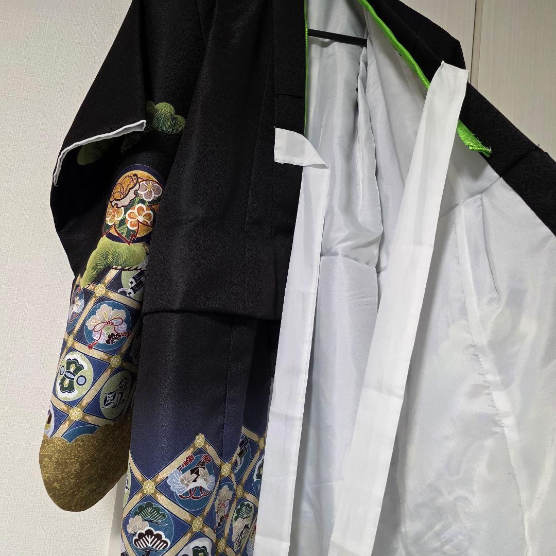 七五三 男の子 3歳 被布 7点セット 着物 黒 白
