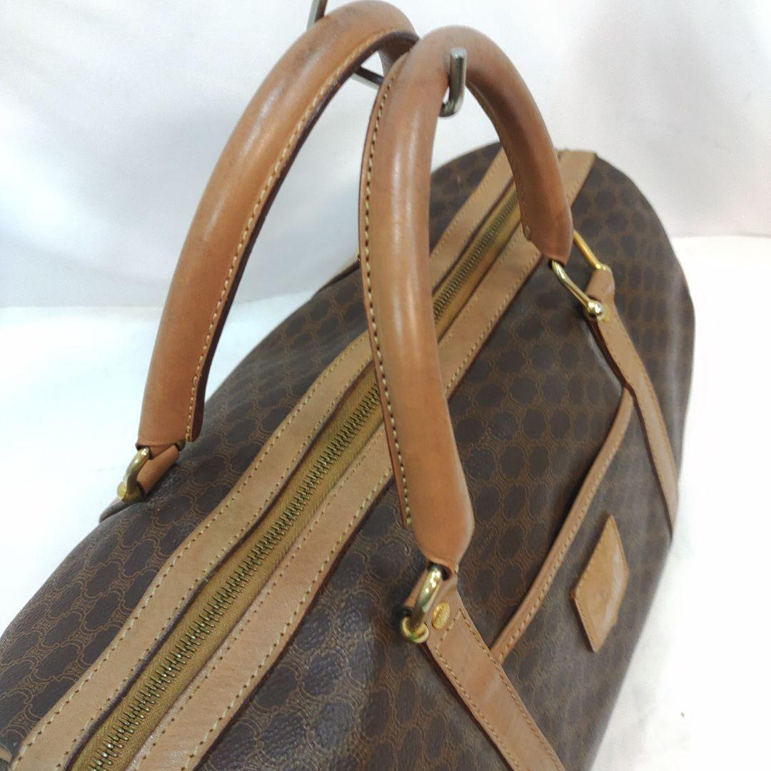 セリーヌ ボストンバッグ レザー×PVC A4可 マカダム柄 ブラウン