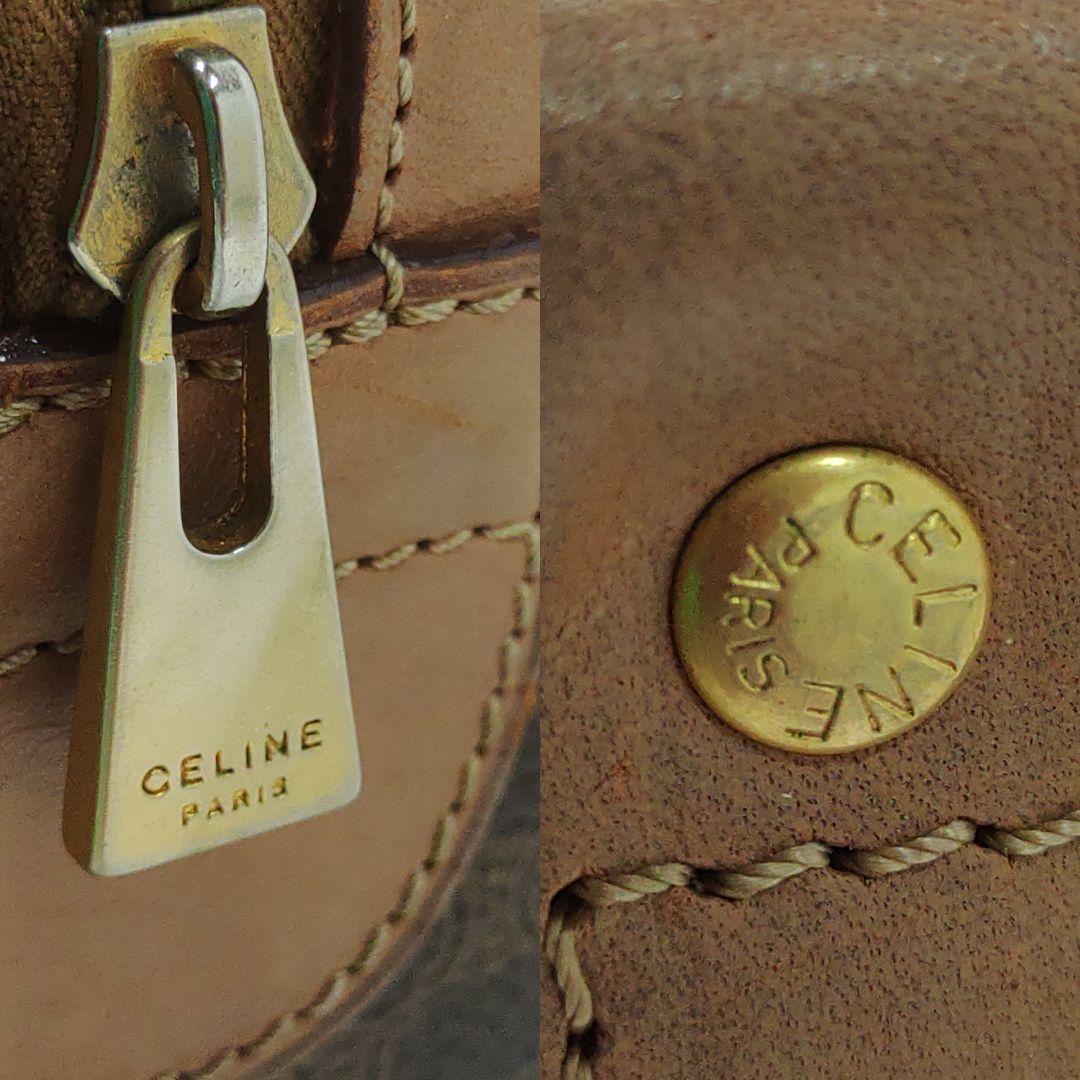 セリーヌ ボストンバッグ レザー×PVC A4可 マカダム柄 ブラウン