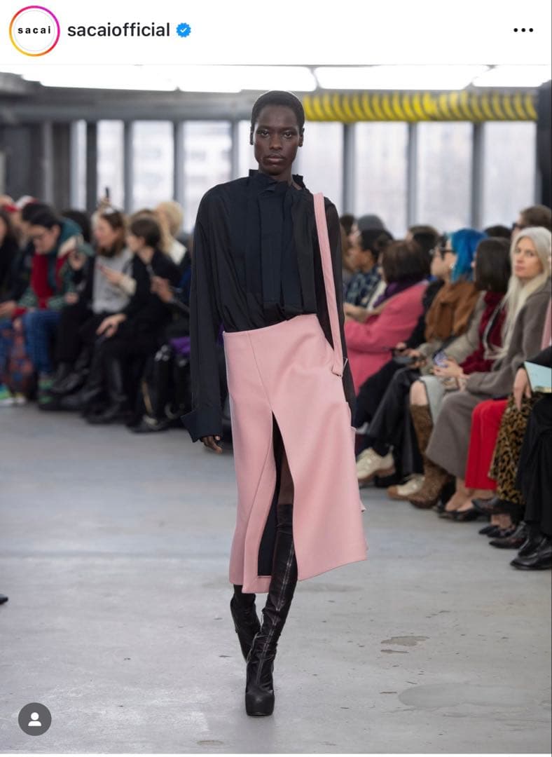 新品未使用Sacai 23AW Wool Melton Skirt 黒 サイズ1