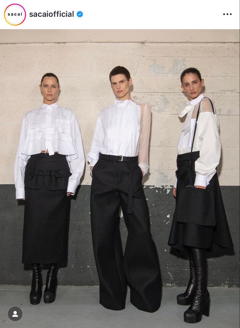 新品未使用Sacai 23AW Wool Melton Skirt 黒 サイズ1