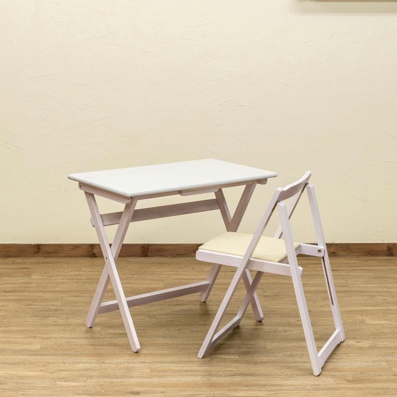 【新品・送料無料】【完成品】折りたたみデスク＆チェアセット　DBR/NA/WW