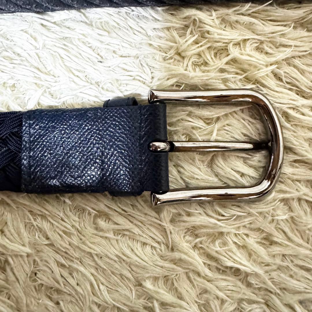 トッズ　ベルト　編み込み　切替　レザー　　本革　スエード　ネイビー　ビジネス