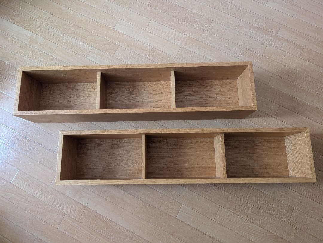 【無印良品】壁に付けられる家具 箱（BOX） ロング 2個セット 木製