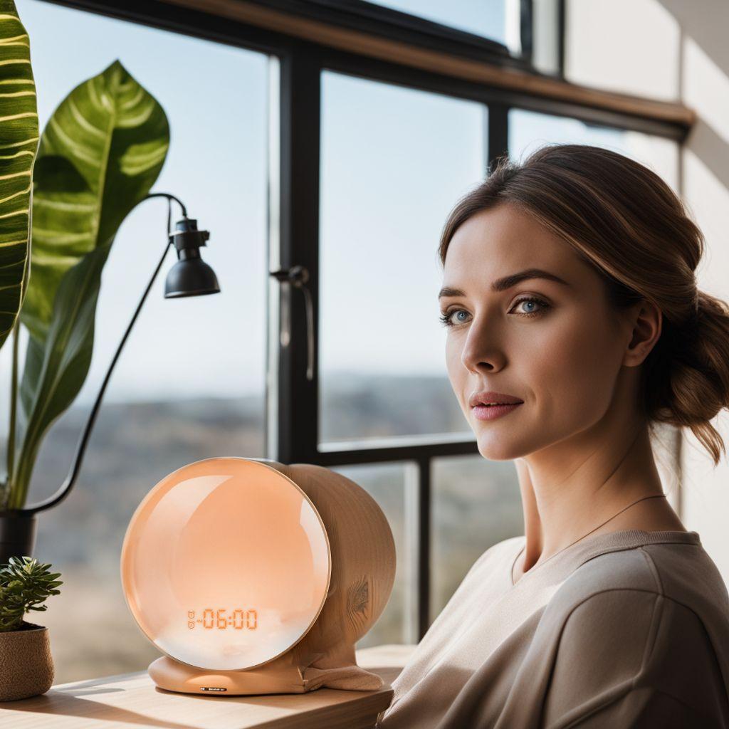 ☆光目覚まし時計自然の光と音で優しく目覚める、マルチ機能