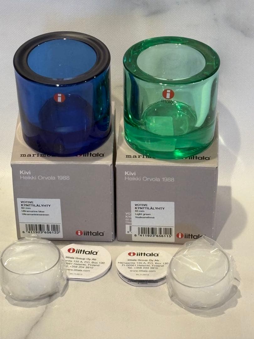 イッタラkivi 60mmライトグリーン・ウルトラマリンブルー　廃盤色2個セット