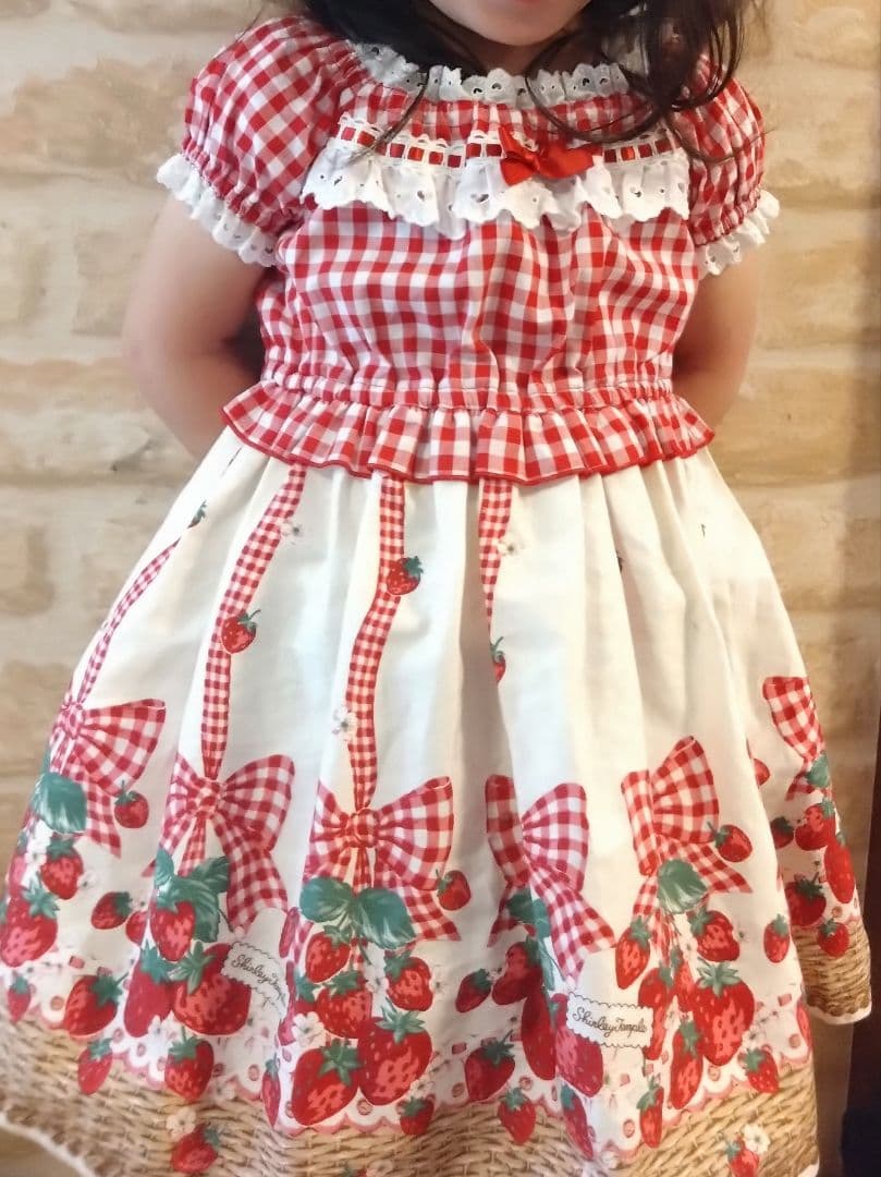 シャーリーテンプル　いちごバスケットワンピース 100cm