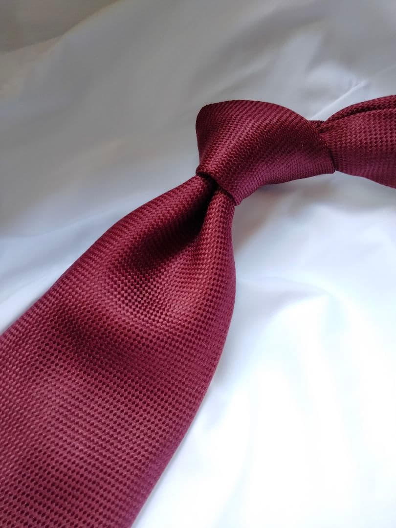 エルメス ボルドー 無地 ソリッド シルク 高級 ネクタイ