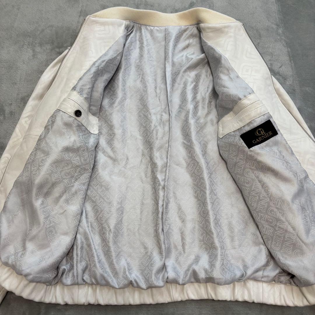 GARNIER ラムレザージャケット　L 総柄　MA-1 ブルゾン　21年モデル