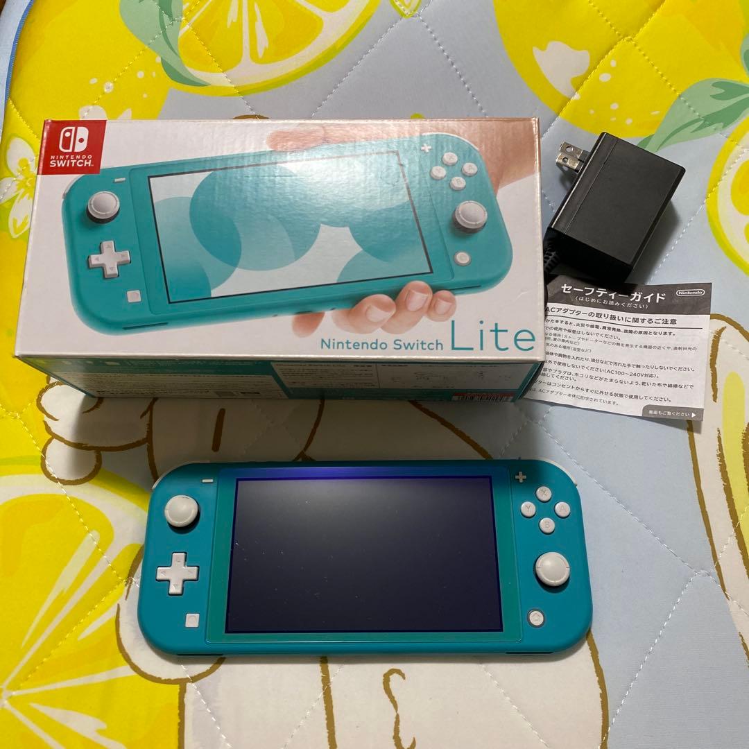 Nintendo Switch Lite ターコイズ 本体 充電器　公式ケース付