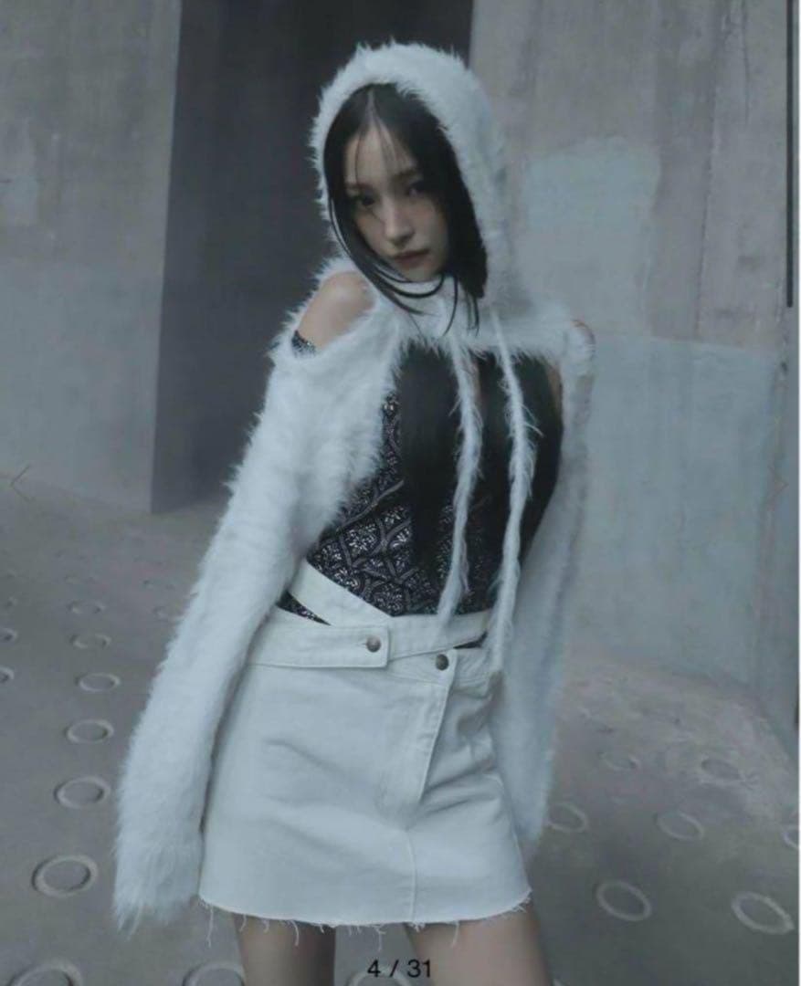 小物 melt the lady feather balaclava white
