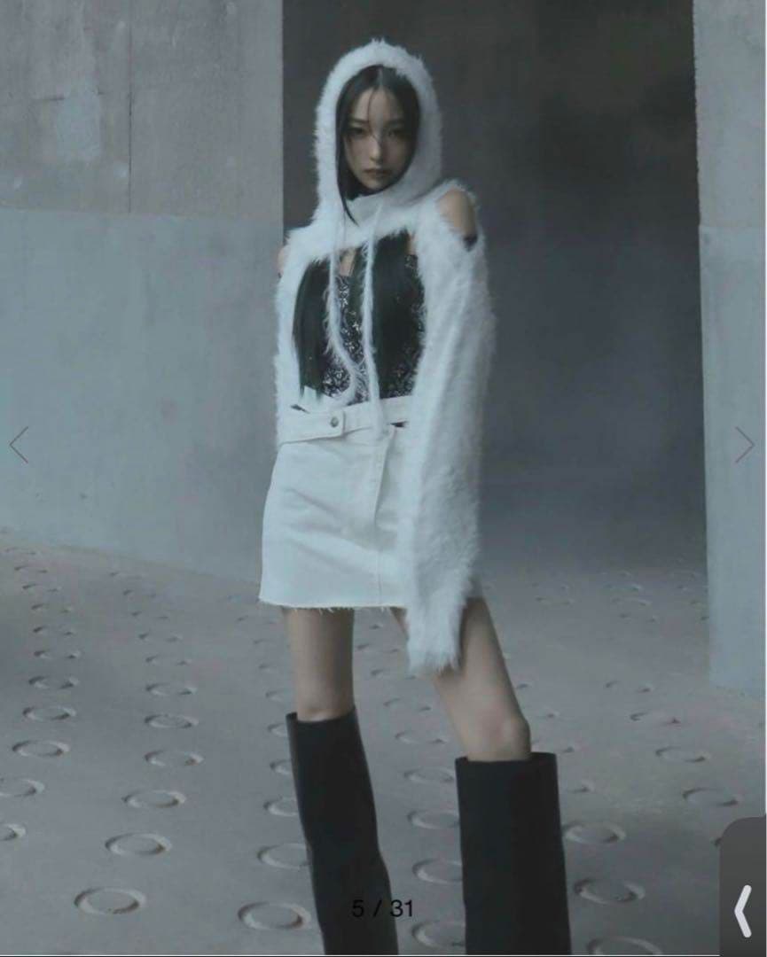 小物 melt the lady feather balaclava white