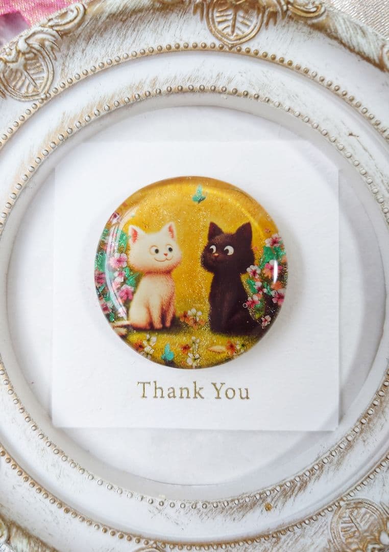 レジン　猫　ヘアゴム　ブローチ　ポニーフック　No.313