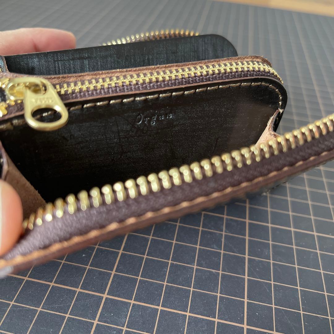 organオルガンフルジップミニ財布GS-75限定ブライドルレザー茶